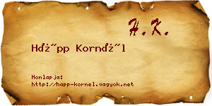 Hápp Kornél névjegykártya